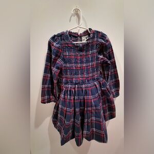 Navy and Red Plaid Kids Bubble Dress